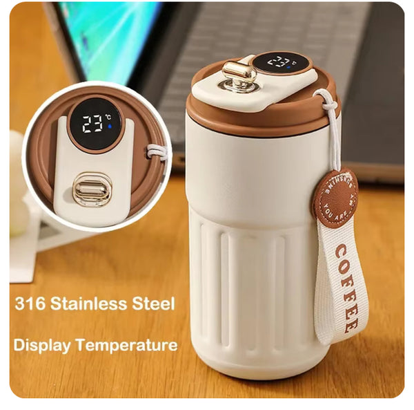 Stainless Steel Thermos Bottle with Smart Temperature Display